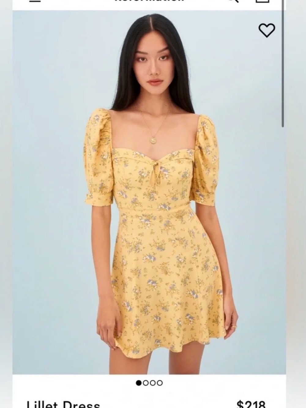 Reformation Yellow Floral Puff-Sleeve Mini Dress